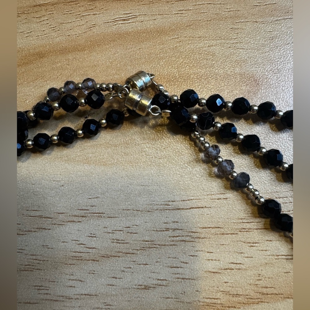 Set of 2 Gold Filled, Black Spinel & Smokey Quartz Layering Necklaces - Picture 3 of 5